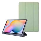 For Samsung Galaxy Tab S6 Lite Solid Color 3-folding Leather Tablet Case(Matcha Green) - 1