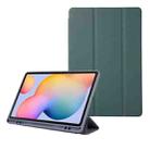 For Samsung Galaxy Tab S6 Lite/Tab S6 Lite 2022 Solid Color 3-folding Leather Tablet Case(Dark Green) - 1