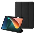For Xiaomi Pad 5 Solid Color 3-folding Leather Tablet Case(Black) - 1