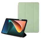 For Xiaomi Pad 5 Solid Color 3-folding Leather Tablet Case(Matcha Green) - 1