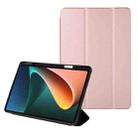 For Xiaomi Pad 5 Solid Color 3-folding Leather Tablet Case(Rose Gold) - 1