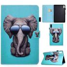 For Lenovo Tab M9 Sewing Thread Horizontal Painted Tablet Leather Case(Glasses Elephant) - 1