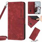 For Xiaomi 13 Lite 5G Skin Feel Stripe Pattern Leather Phone Case with Lanyard(Red) - 1