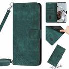 For Xiaomi 12 Lite Skin Feel Stripe Pattern Leather Phone Case with Lanyard(Green) - 1