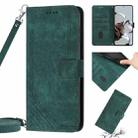 For Xiaomi Poco X4 Pro 5G Skin Feel Stripe Pattern Leather Phone Case with Lanyard(Green) - 1