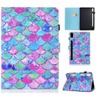 For Lenovo Tab M9 Sewing Thread Horizontal Painted Tablet Leather Case(Color Fish Scales) - 1
