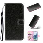 For Samsung Galaxy A31 Glitter Powder Horizontal Flip Leather Case with Card Slots & Holder & Photo Frame & Wallet(Black) - 1