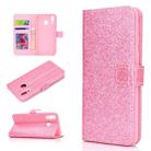 For Samsung Galaxy A40 Glitter Powder Horizontal Flip Leather Case with Card Slots & Holder & Photo Frame & Wallet(Pink) - 1