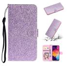 For Samsung Galaxy A41 Glitter Powder Horizontal Flip Leather Case with Card Slots & Holder & Photo Frame & Wallet(Purple) - 1