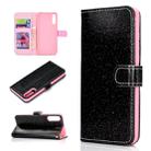 For Samsung Galaxy A50 Glitter Powder Horizontal Flip Leather Case with Card Slots & Holder & Photo Frame & Wallet(Black) - 1