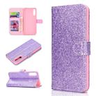 For Samsung Galaxy A50 Glitter Powder Horizontal Flip Leather Case with Card Slots & Holder & Photo Frame & Wallet(Purple) - 1
