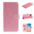For Samsung Galaxy A51 Glitter Powder Horizontal Flip Leather Case with Card Slots & Holder & Photo Frame & Wallet(Pink) - 1
