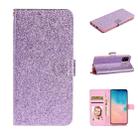 For Samsung Galaxy A51 Glitter Powder Horizontal Flip Leather Case with Card Slots & Holder & Photo Frame & Wallet(Purple) - 1