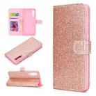 For Samsung Galaxy A70 Glitter Powder Horizontal Flip Leather Case with Card Slots & Holder & Photo Frame & Wallet(Rose Gold) - 1