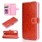 For Samsung Galaxy A10 / M10 Glitter Powder Horizontal Flip Leather Case with Card Slots & Holder & Photo Frame & Wallet(Red) - 1