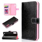 For Samsung Galaxy A10 / M10 Glitter Powder Horizontal Flip Leather Case with Card Slots & Holder & Photo Frame & Wallet(Black) - 1