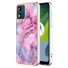 For Motorola Moto E13 Electroplating Marble Dual-side IMD Phone Case(Pink 013) - 1