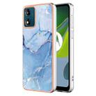 For Motorola Moto E13 Electroplating Marble Dual-side IMD Phone Case(Blue 018) - 1