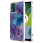 For Motorola Moto E13 Electroplating Marble Dual-side IMD Phone Case(Purple 016) - 1