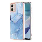 For Motorola Moto G53 Electroplating Marble Dual-side IMD Phone Case(Blue 018) - 1