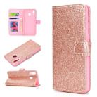 For Samsung Galaxy M20 Glitter Powder Horizontal Flip Leather Case with Card Slots & Holder & Photo Frame & Wallet(Rose Gold) - 1