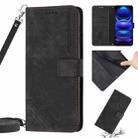 For Xiaomi Redmi Note 12 4G Skin Feel Stripe Pattern Leather Phone Case with Lanyard(Black) - 1