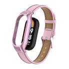 For Xiaomi Mi Band 8 Integrated Metal Case + Microfiber Sewing Leather Watch Band(Pink) - 1