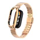 For Xiaomi Mi Band 8 Integrated Metal Case + Bamboo One-bead Buckle Watch Band(Rose Gold) - 1