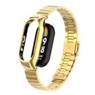 For Xiaomi Mi Band 8 Integrated Metal Case + Bamboo One-bead Buckle Watch Band(Gold) - 1