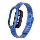 For Xiaomi Mi Band 8 Integrated Metal Case + Bamboo One-bead Buckle Watch Band(Blue) - 1