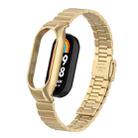 For Xiaomi Mi Band 8 Integrated Metal Case + Bamboo One-bead Buckle Watch Band(Retro Gold) - 1