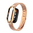 For Xiaomi Mi Band 8 Integrated Metal Case + Bamboo One-bead Watch Band(Rose Gold) - 1