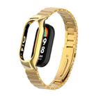 For Xiaomi Mi Band 8 Integrated Metal Case + Bamboo One-bead Watch Band(Gold) - 1