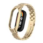 For Xiaomi Mi Band 8 Integrated Metal Case + Three-bead Watch Band(Retro Gold) - 1