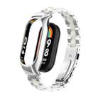 For Xiaomi Mi Band 8 Integrated Metal Case + Three-bead Watch Band(Silver+White) - 1
