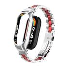 For Xiaomi Mi Band 8 Integrated Metal Case + Three-bead Watch Band(Silver+Red) - 1