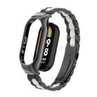 For Xiaomi Mi Band 8 Integrated Metal Case + Three-bead Watch Band(Black+White) - 1