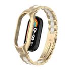 For Xiaomi Mi Band 8 Integrated Metal Case + Three-bead Watch Band(Champagne+White) - 1