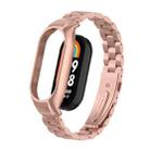 For Xiaomi Mi Band 8 Integrated Metal Case + Three-bead Watch Band(Rose Red) - 1