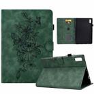 For Lenovo Tab P11 Gen 2 Peony Butterfly Embossed Leather Tablet Case(Green) - 1