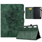 For Lenovo Tab P11 Pro Gen 2 Peony Butterfly Embossed Leather Tablet Case(Green) - 1