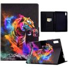 For Lenovo Tab M9 Coloured Drawing Leather Tablet Case(Tiger) - 1