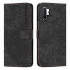 For Samsung Galaxy Note10+ Skin Feel Stripe Pattern Leather Phone Case with Lanyard(Black) - 2