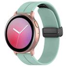 22mm Universal Flat Head Groove Folding Black Buckle Silicone Watch Band(Teal) - 1