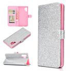 For Samsung Galaxy Note 10 Pro Glitter Powder Horizontal Flip Leather Case with Card Slots & Holder & Photo Frame & Wallet(Silver) - 1