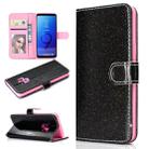 For Samsung Galaxy S9 Glitter Powder Horizontal Flip Leather Case with Card Slots & Holder & Photo Frame & Wallet(Black) - 1