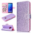 For Samsung Galaxy S9 Glitter Powder Horizontal Flip Leather Case with Card Slots & Holder & Photo Frame & Wallet(Purple) - 1