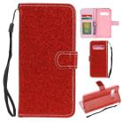 For Samsung Galaxy S10 Glitter Powder Horizontal Flip Leather Case with Card Slots & Holder & Photo Frame & Wallet(Red) - 1