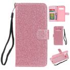 For Samsung Galaxy S10 Glitter Powder Horizontal Flip Leather Case with Card Slots & Holder & Photo Frame & Wallet(Pink) - 1