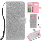For Samsung Galaxy S10 5G Glitter Powder Horizontal Flip Leather Case with Card Slots & Holder & Photo Frame & Wallet(Silver) - 1
